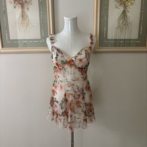 Floral Sheer Mesh Babydoll Camisole Dress